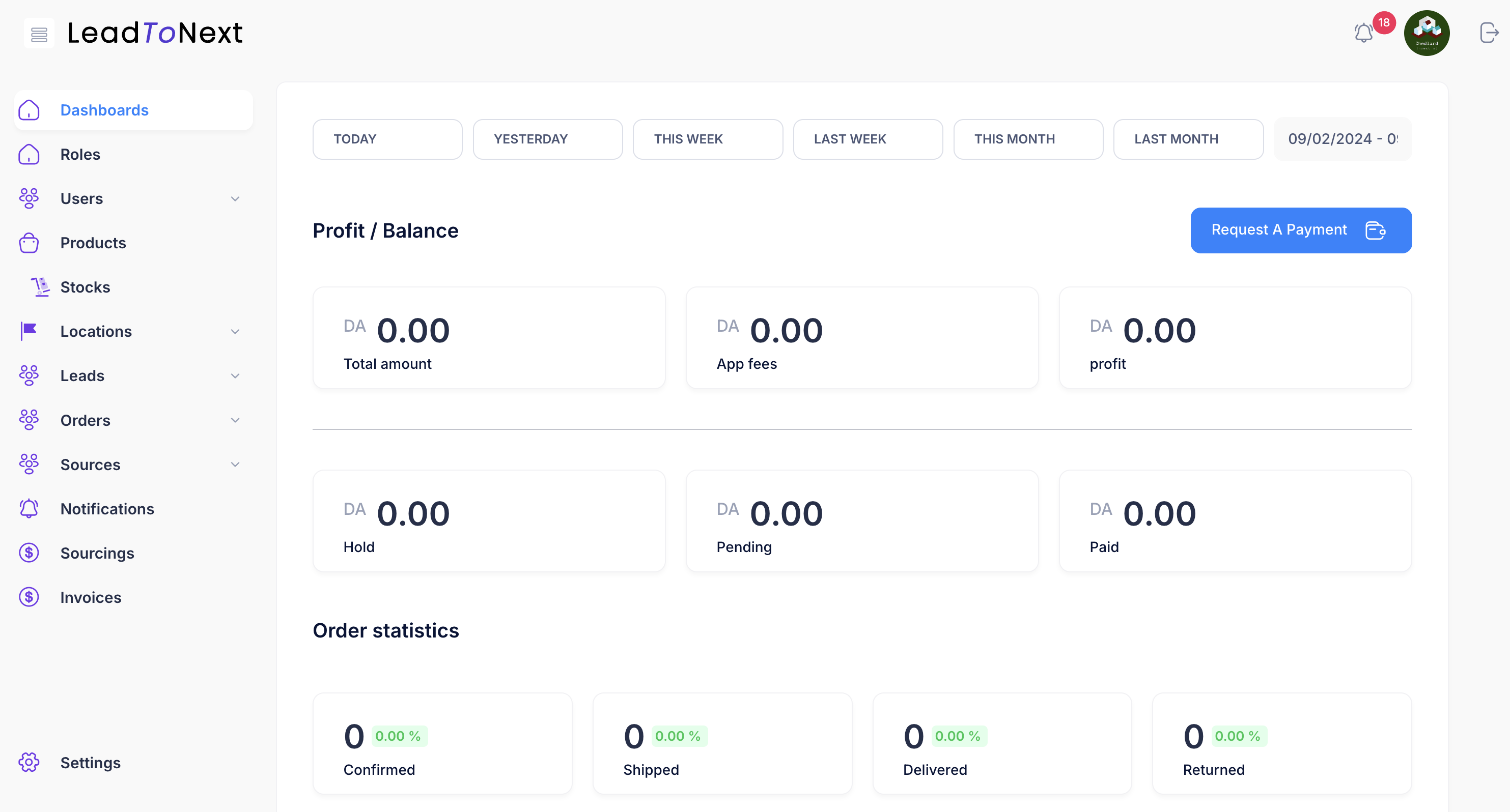 Contiant dashboard